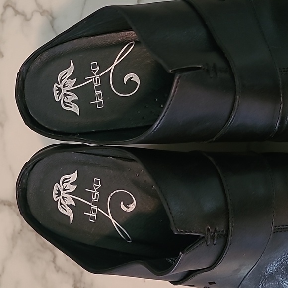 Dansko Francine Black Leather Studded Mules Heels Clogs Wmns EU 40 US 10-10.5 - Picture 8 of 15